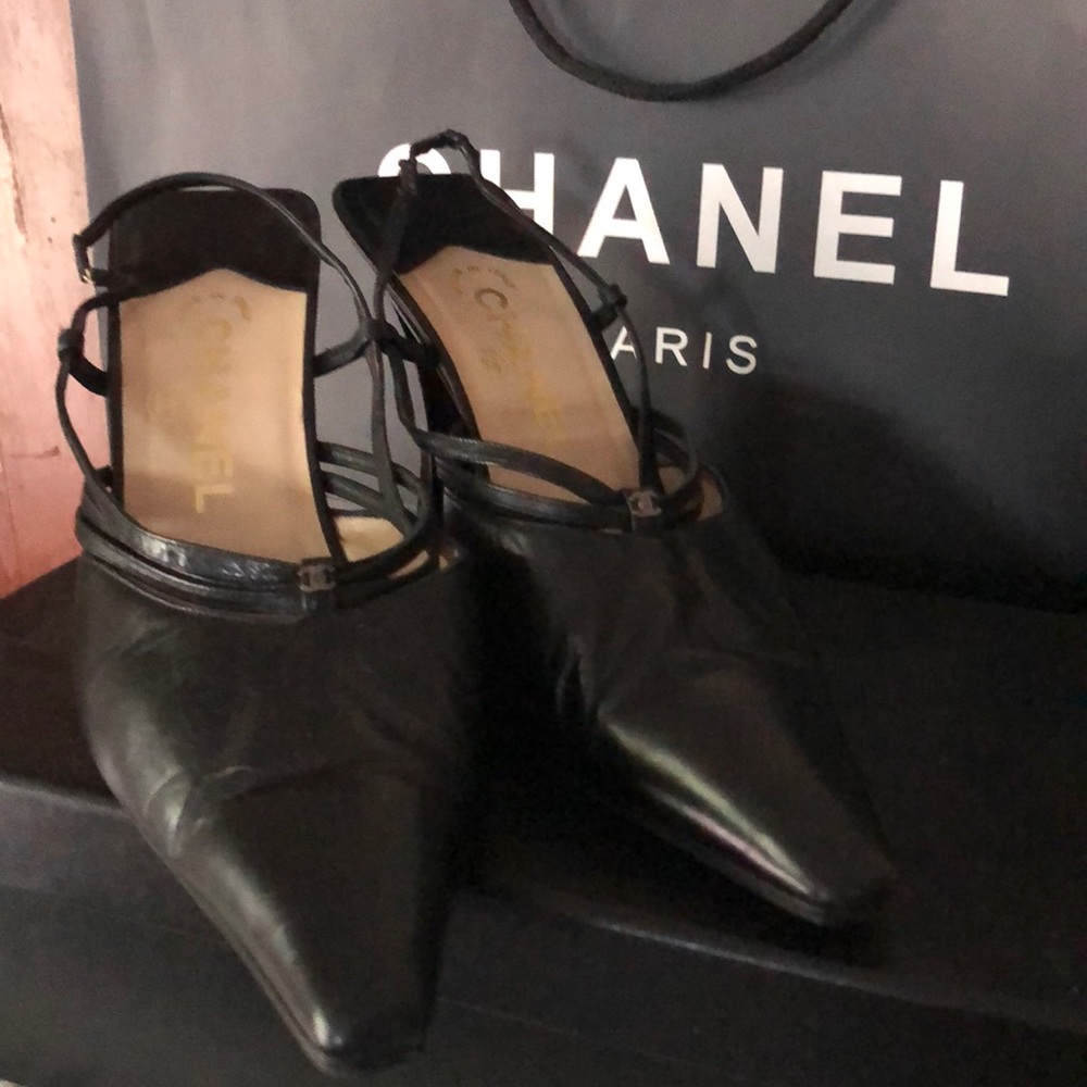 Chanel Black slingback heels